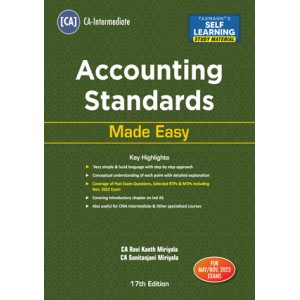 Taxmann's Accounting Standards Made Easy for CA Inter May 2023 Exam [New Syllabus] by CA. Ravi Kanth Miriyala, CA. Sunitanjani Miriyala